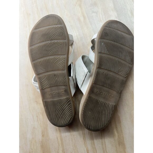 Vionic Landyn Leather Suede Cork-Wrapped Sole Sandals Blue Shadow Size 9.5 EUC - Picture 2 of 5